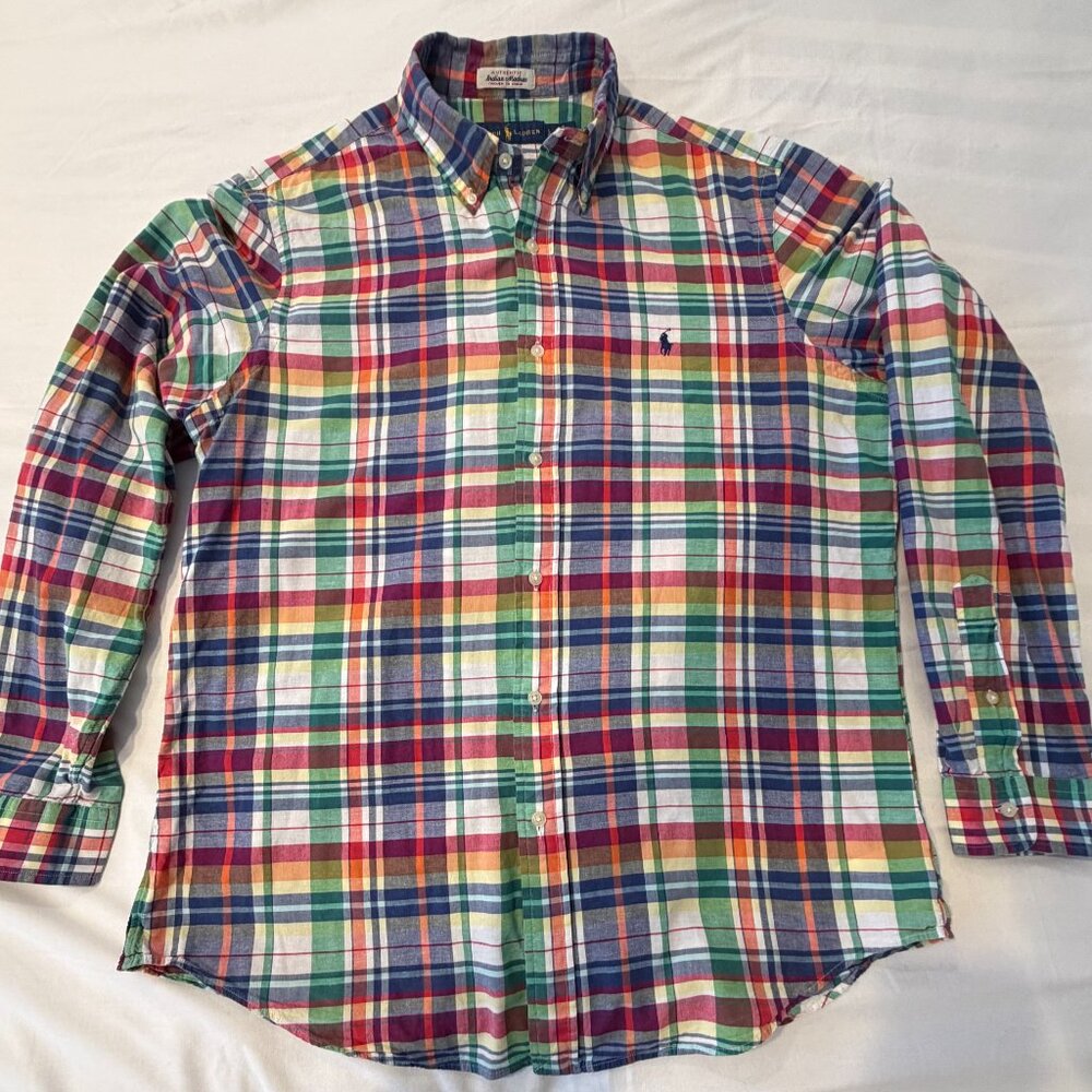 Polo Ralph Lauren Men's Cotton Madras long sleeve shirt, large, great condition - Picture 3 of 6